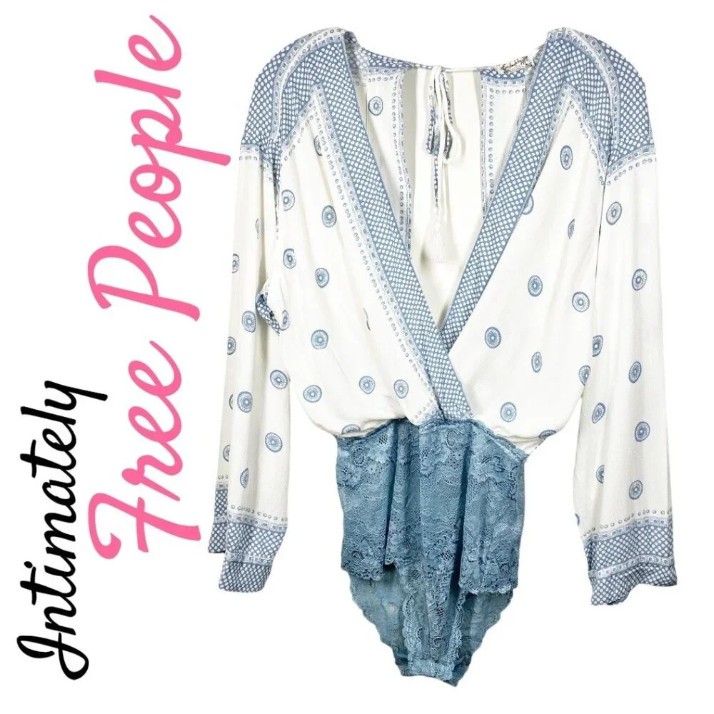 NWOT FREE PEOPLE INTIMATELY ON BOARD LACE OPEN BACK BODYSUIT ROMANTIC BOHO SMALL